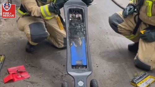 A lithium-ion battery powered skateboard caught alight in northern NSW.