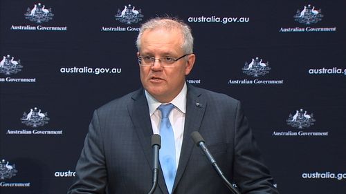 Prime Minister Scott Morrison speaking in Canberra today.
