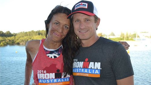 Burns victim Turia Pitt competes in Ironman Triathlon
