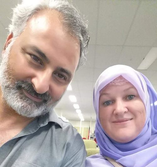 Hazem Hamouda with his wife before he was jailed in Egypt.