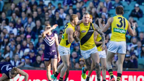 The Richmond Tigers flogged the Fremantle Dockers by 104 points. (AAP)