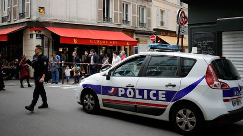 Police block off the street in central Paris. Picture: AP