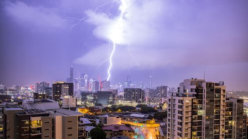 A storm over Brisbane last night.