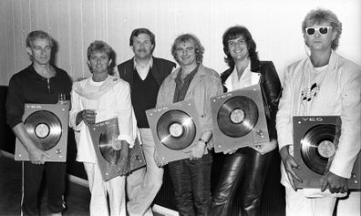 Yes Alan White, Jon Anderson, Hans Tonino Tony Kaye, Trevor Rabin, & Chris Squire, Golden Records, Ahoy, Rotterdam, 1-7-1984, Foto Rob Verhorst