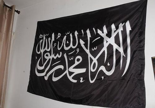 The ISIL flag displayed on Tsarnaev's bedroom wall.