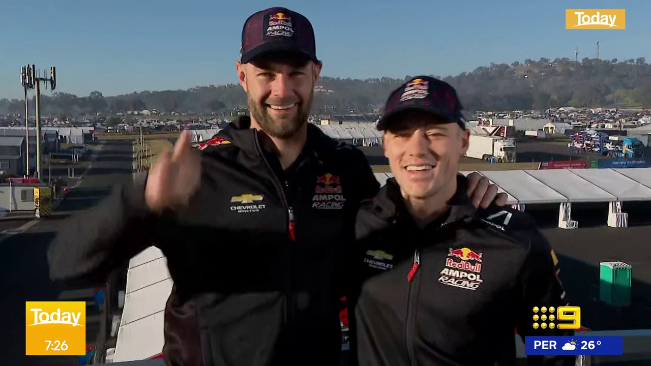 Shane van Gisbergen (left) and Richie Stanaway on the the Today show.