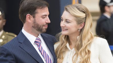 Prince Guillaume Of Luxembourg and Countess Stephanie de Lannoy arrive back at the Royal Palace after their civil wedding ceremony at the Hotel De Ville on October 19, 2012 in Luxembourg, Luxembourg