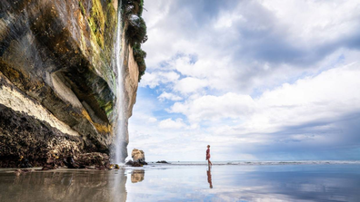 Tunnel Beach has a stunning waterfall.