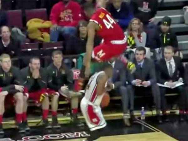 Basketballer defies gravity, hurdles opponent