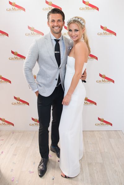 Tim Robards and Anna Heinrich in the Mumm marquee