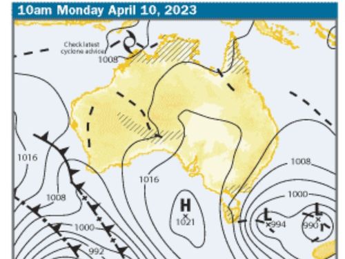 Vic weather map april 10