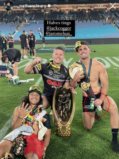 Nathan Cleary with his team mates after the 2023 NRL Grand Final.