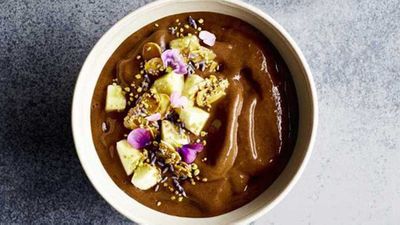 Recipe:&nbsp;<a href="http://kitchen.nine.com.au/2017/02/06/21/56/carob-and-almond-brownie-smoothie-bowl" target="_top">Carob and almond brownie smoothie bowl</a>