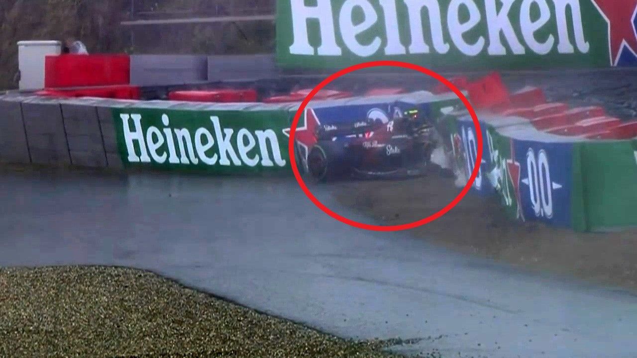 Heavy rain late in the Dutch Grand Prix caused chaos at the Zandvoort circuit, with a red flag called shortly after Zhou Guanyu crashed at the first corner.