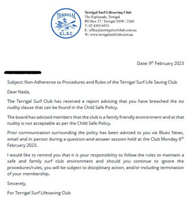 The club issued the letter to Pantle in early February. 