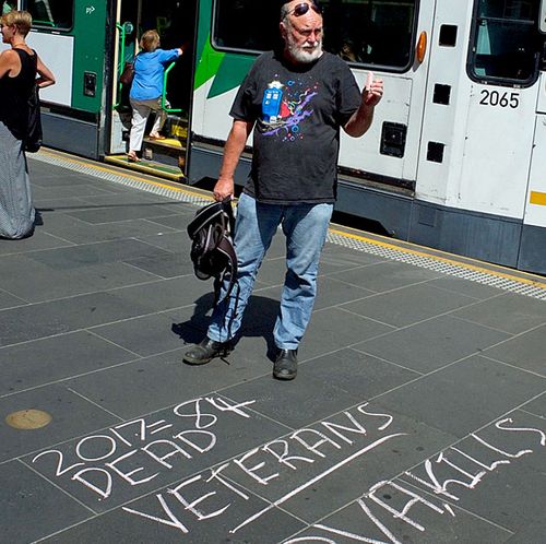 Veteran Doug Steley during a campaign in late 2017 to highlight the number of suicides among former armed forces personnel. Campaigners believe the number has risen since. (Photo: Supplied).