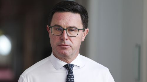 Nationals leader David Littleproud addresses the media at a doorstop interview at Parliament House in Canberra on Wednesday 26 November 2025. fedpol Photo: Alex Ellinghausen