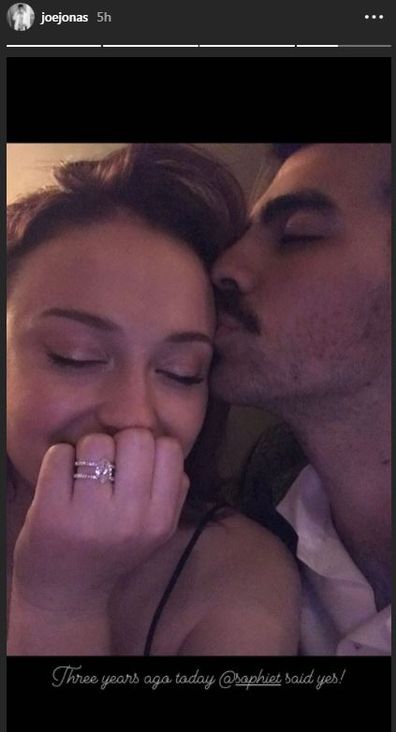 Sophie Turner and Joe Jonas celebrate three years since their engagement. 