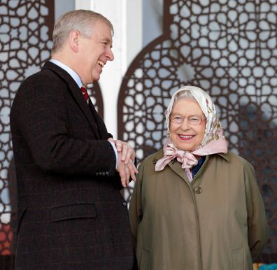 Prince Andrew, Duke of York and Queen Elizabeth II attend the Endurance event on day 3 of the Royal Windsor Horse Show in Windsor Great Park on May 12, 2017 in Windsor, England.