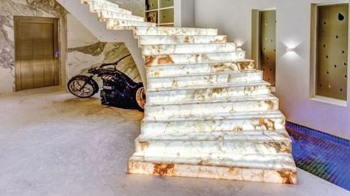 The staircase where $670,000 of marblework has proven an extravagance too far for Salim Mehajer. Picture: 9News