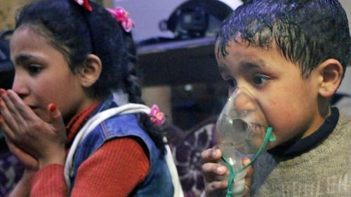 Young victims of the weekend's gas attack in Dhouma. (AP).