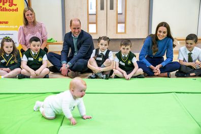 The Duke and Duchess of Cambridge during a visit to St. John's Primary School, Port Glasgow to partake in a Roots of Empathy session. Picture date: Wednesday May 11, 2022.  