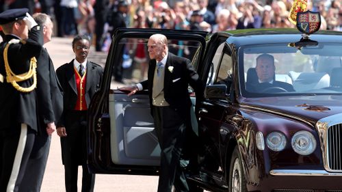 The Duke of Edinburgh leaves St George's Chapel at Windsor Castle after the wedding of Meghan Markle and Prince Harry. Picture: PA