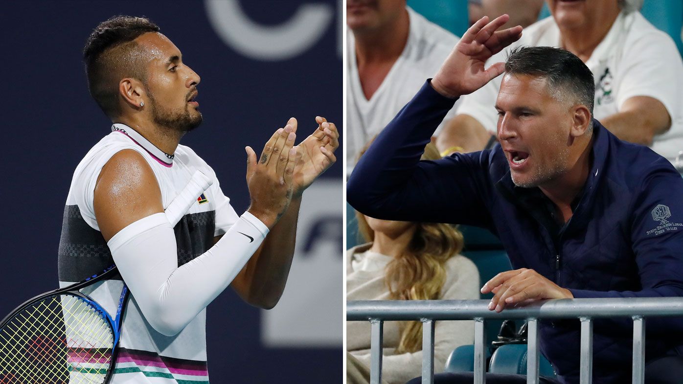 Nick Kyrgios was involved a running battle with a spectator at the Miami Open.