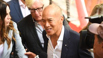 Photo shows, Dr CHARLIE TEO arrives to a large crowd of supporters before entering the Commission hearing. Photo Peter Rae. Monday 13 February, 2023