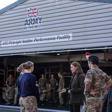 The Duchess of Cambridge visits an English army base. 