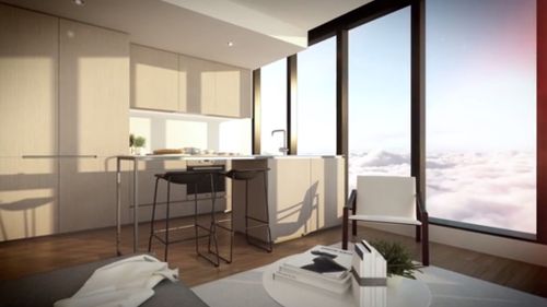 Even the kitchen features floor-to-ceiling windows. (Supplied)