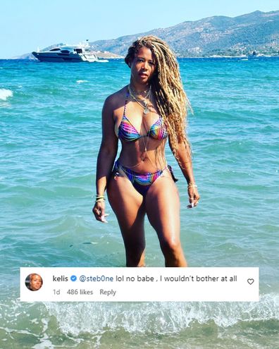 Kelis shared this photo to Instagram and when a fan asked about the rumours she's dating Bill Murray, she clapped back in the comments.
