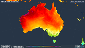 A hot air mass moving across Western Australia.