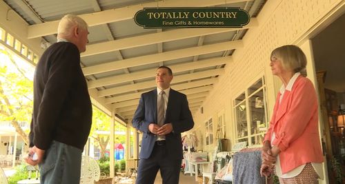 John and Lyn Anderson speaking with ACT Opposition Leader Alistair Coe.