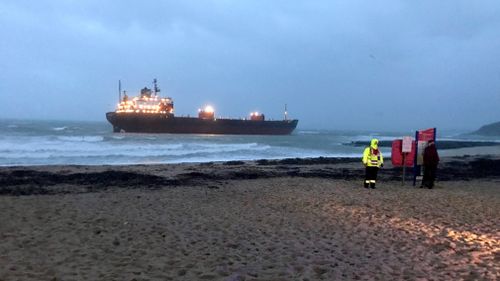 Russia cargo ship Cornwall beach