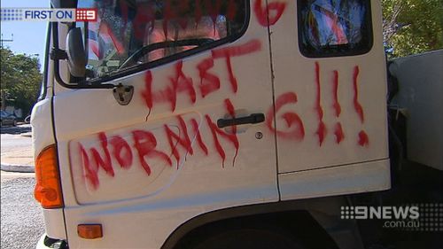 The misspelled messages nonetheless conveyed a clear threat. (9NEWS)