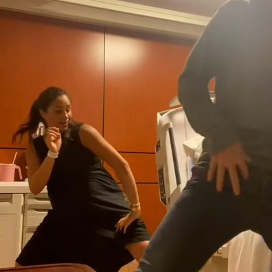 Meghan, the Duchess of Sussex, twerking in hospital hours before the birth of Princess Lilibet in 2021.