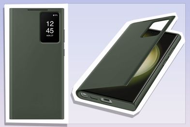 9PR: Samsung Galaxy S23 Ultra Smart Clear View Wallet Cover, Khaki