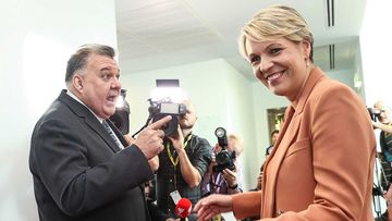 Craig Kelly and Tanya Plibersek in a confrontation in Parliament House.