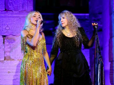 Sabrina Carpenter and Stevie Nicks perform onstage during the 2026 Met Gala