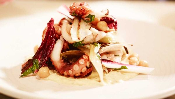 Ben Sitton's woodfired grilled baby octopus recipe for Uccello, Sydney