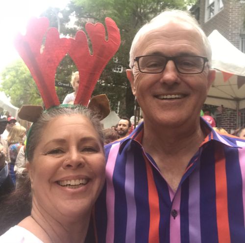 Nikki Lange, who lost her son in September, posing for a selfie with Mr Turnbull. (Supplied)