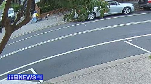 CCTV from the scene shows the little boy grabbing his ball and dragging his bike away after the alleged assault.﻿