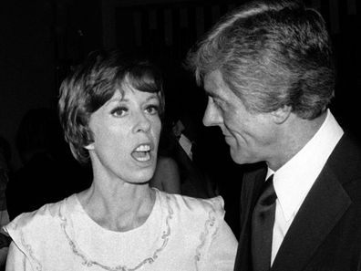 Actress Carol Burnett and Dick Van Dyke attend the opening party for "Same Time New Year" on April 17, 1977 at the Huntington Hartford Theater in Hollywood, California. (Photo by Ron Galella/Ron Galella Collection via Getty Images)
