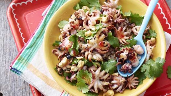 Weight Watchers' barbecued octopus with coriander and sweet chilli