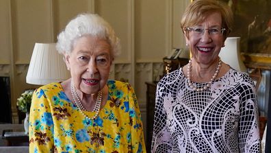 Queen Elizabeth II receives the Governor of New South Wales Margaret Beazley during an audience at Windsor Castle on June 22, 2022 in Windsor, England.