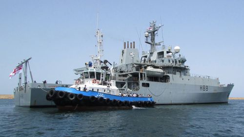 A British Naval ship took Abedi to Malta before he was flown to the UK. Picture: AAP