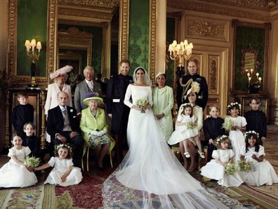 The Duke and Duchess of Sussex in The White Drawing Room at Windsor Castle in 2018.