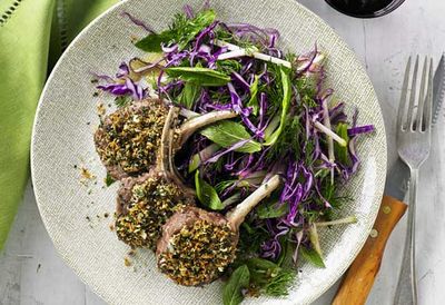 Monday: Herb crusted lamb cutlets with red cabbage