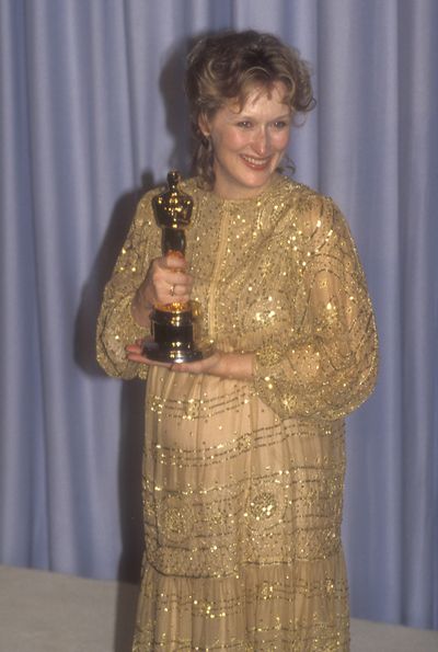 Radiant and pregnant at the 1983 Oscars.&nbsp;